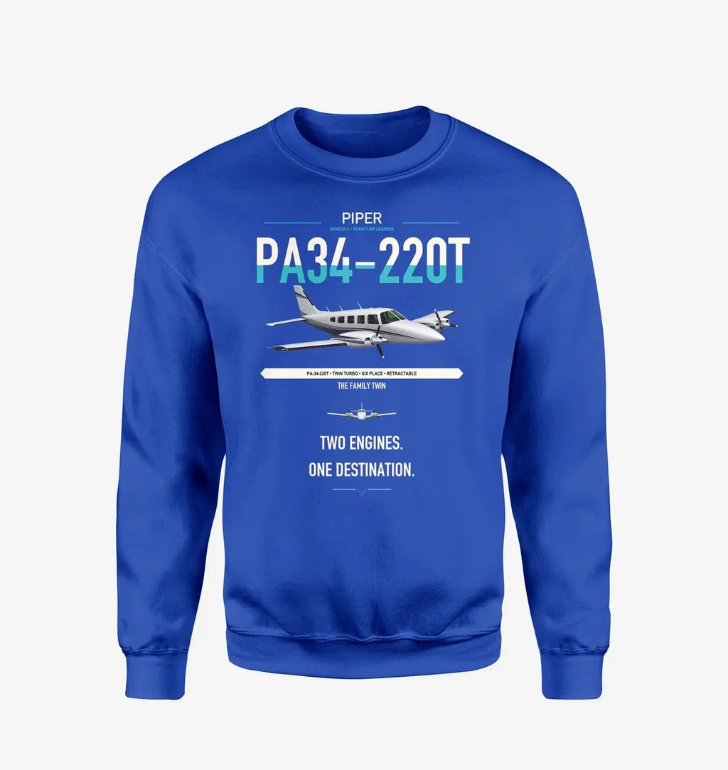 Piper PA-34-220T Seneca V design on blue sweatshirt