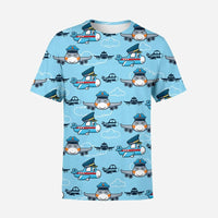 Thumbnail for Cartoon & Funny Airplanes 3D T-Shirt - view 2