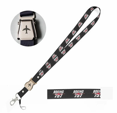 Amazing Boeing 757 seat belt lanyard - black