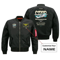 Thumbnail for Cessna 170B design on black+name bomber jacket, double-side print