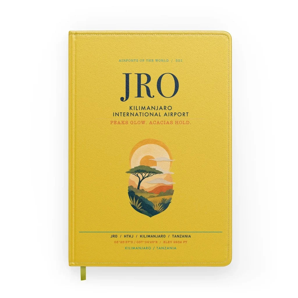 Kilimanjaro International Airport (JRO) design on yellow notebook
