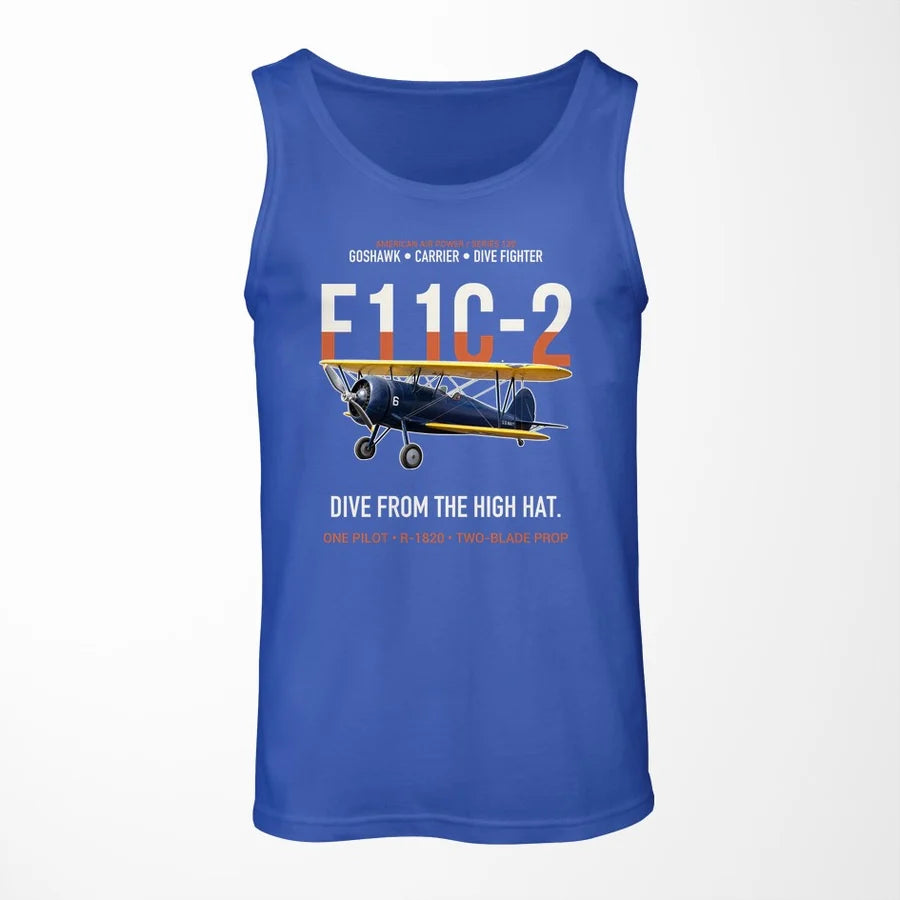 F11C-2 Goshawk Dive from the High Hat design on blue tank top