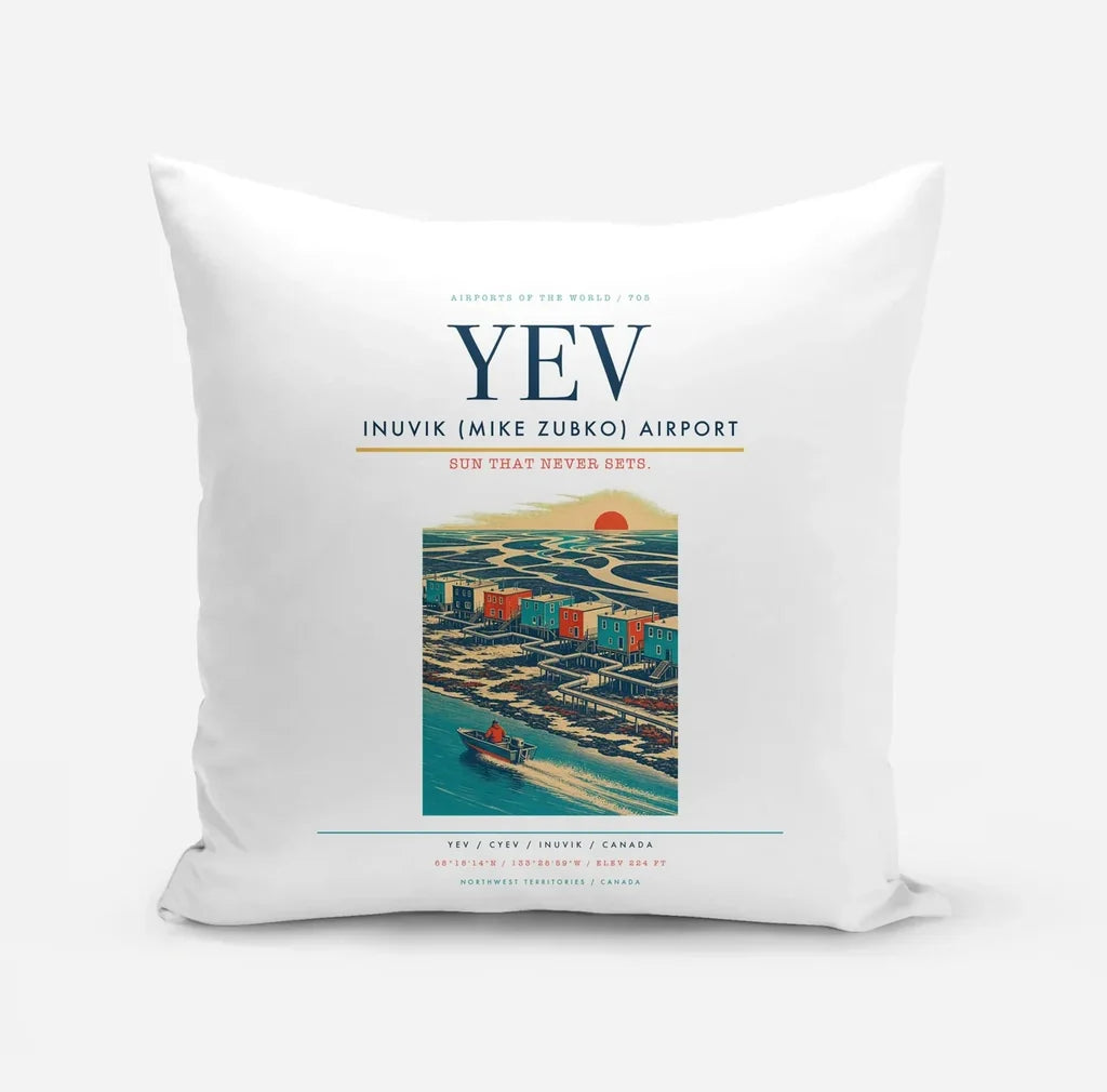 Inuvik (Mike Zubko) Airport (YEV) design on white pillow