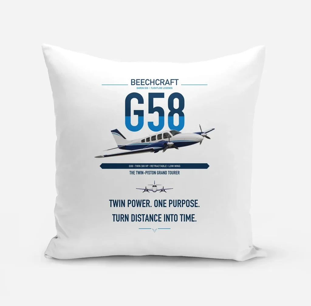 Beechcraft Baron G58 design on white pillow