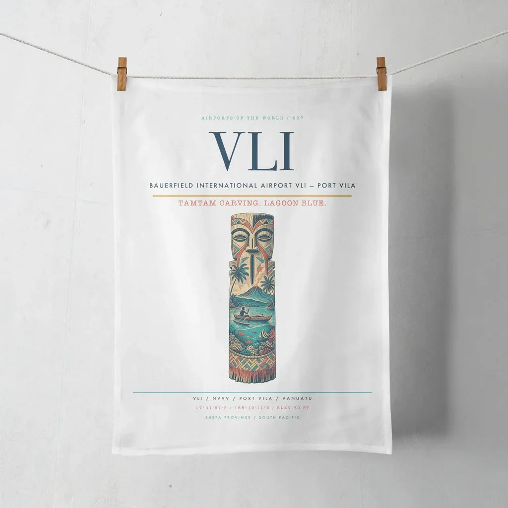 Bauerfield International Airport (VLI) design on white towel