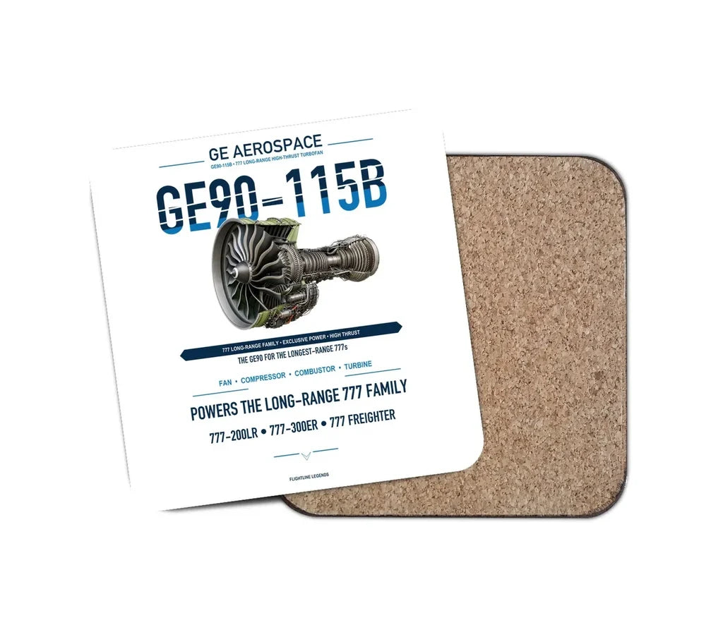 GE90-115B design on white 1 piece coaster
