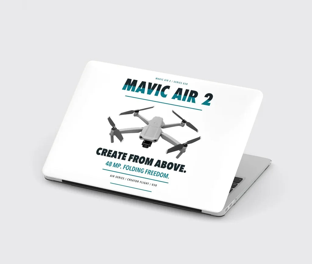 DJI Mavic Air 2 design on white MacBook case