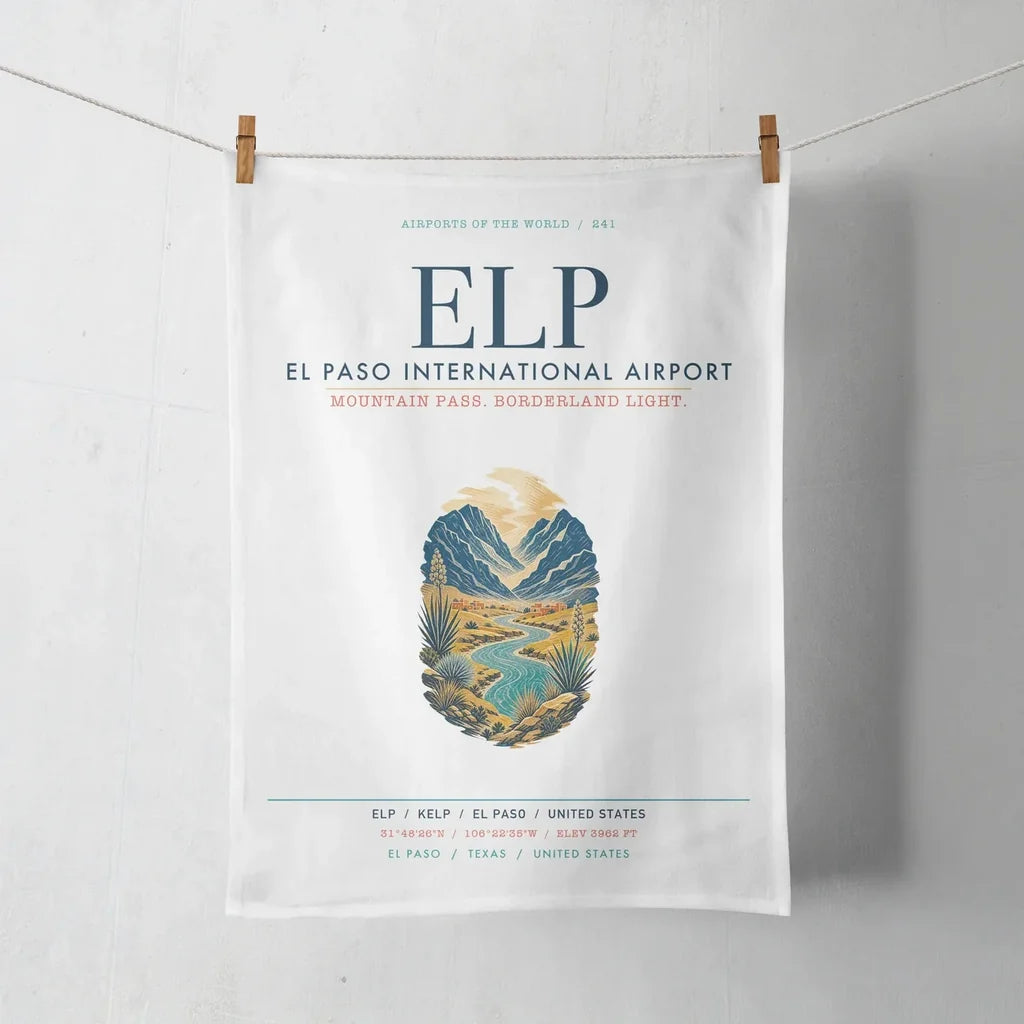 El Paso International Airport (ELP) design on white towel