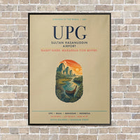Thumbnail for Sultan Hasanuddin Airport UPG vertical canvas print - framed - beige background
