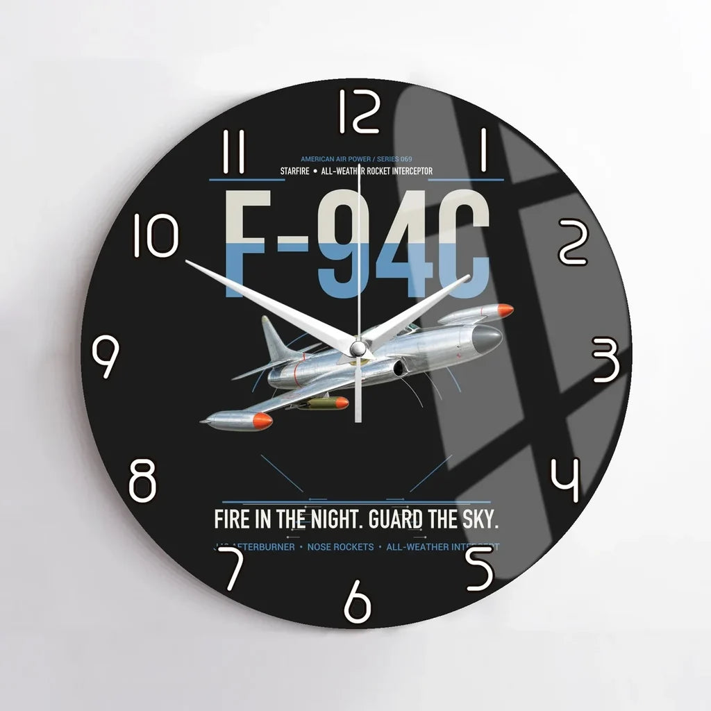 F-94C Starfire design on black no frame wall clock