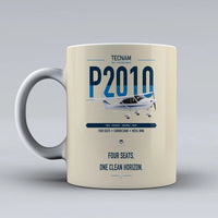Thumbnail for Tecnam P2010 design on beige ceramic mug, double-side print