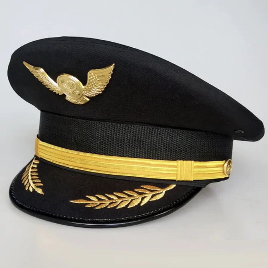 Super Quality Different Style Airline Pilot Hats (4) aviation design on crisp poplin cotton with epaulettes pilot uniform.