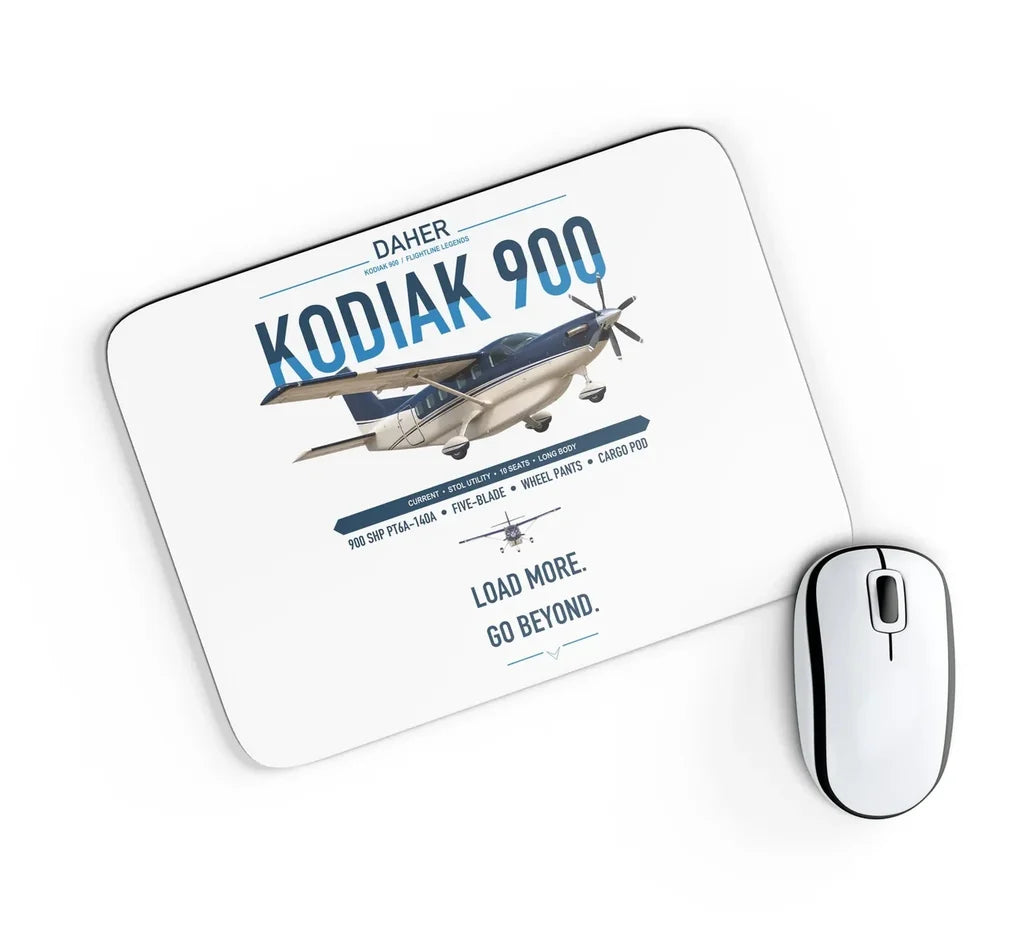 Daher Kodiak 900 design on white rectangle mouse pad