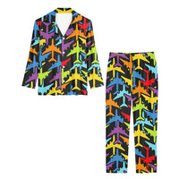 Thumbnail for Super Colourful Airplanes men button pajamas - view 2