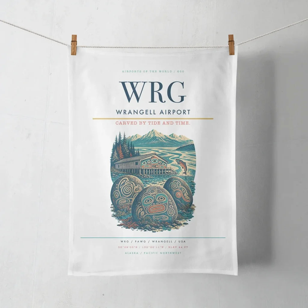 Wrangell Airport (WRG) design on white towel