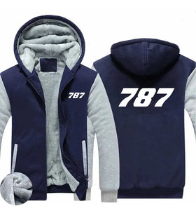 Boeing 787 Flat Text Zipped Sweatshirts