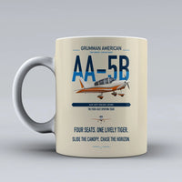 Thumbnail for Grumman American AA-5B Tiger design on beige ceramic mug, double-side print