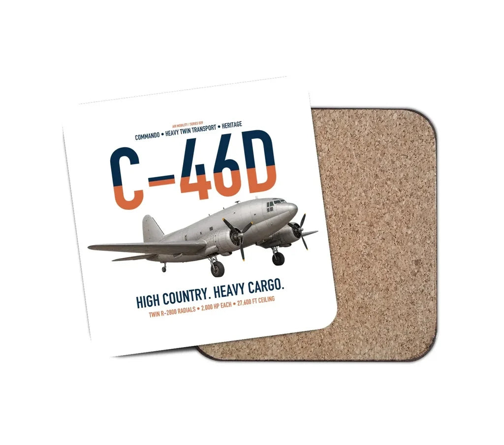 C-46D Commando design on white 1 piece coaster