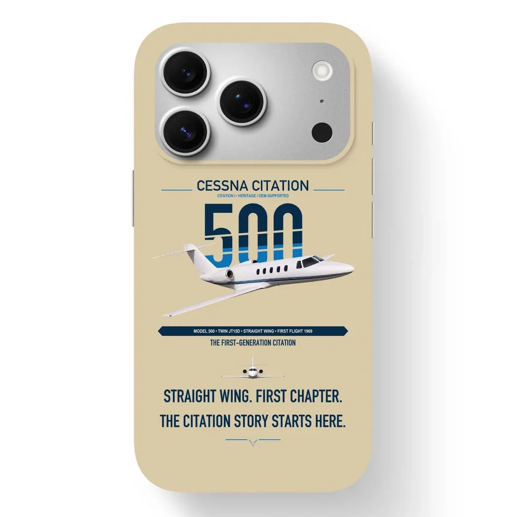 Cessna Citation 500 - Citation I design on beige magsafe iphone case, for iPhone 17 Pro