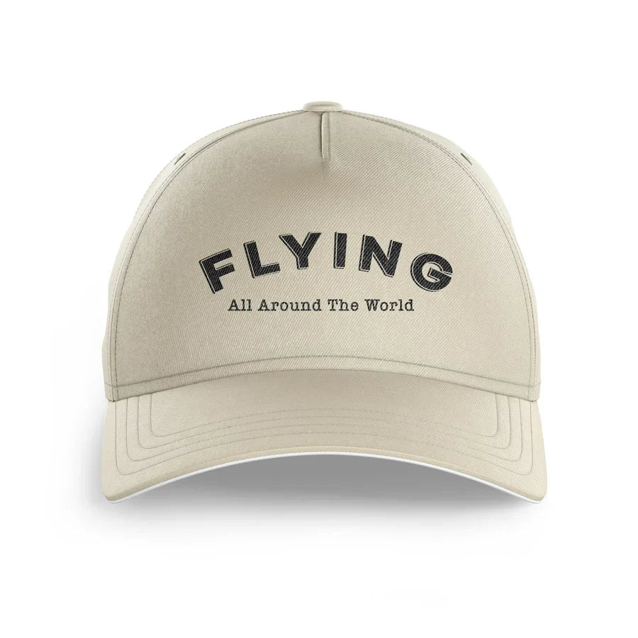 Flying All Around The World printed hat - beige