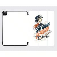 Thumbnail for She Owns The Departure design on white ipad tablet case