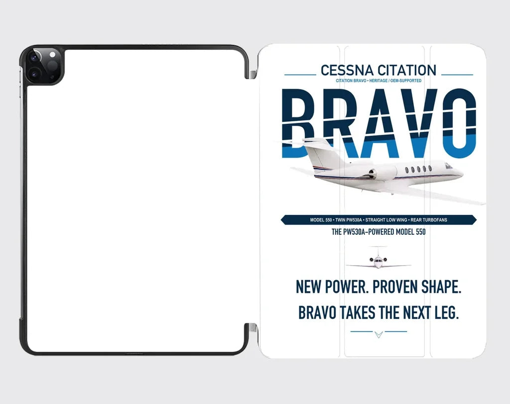 Cessna Citation Bravo design on white ipad tablet case