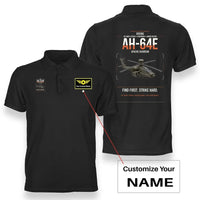 Thumbnail for Boeing AH-64E Apache Guardian design on black+name double-side polo t-shirt, double-side print