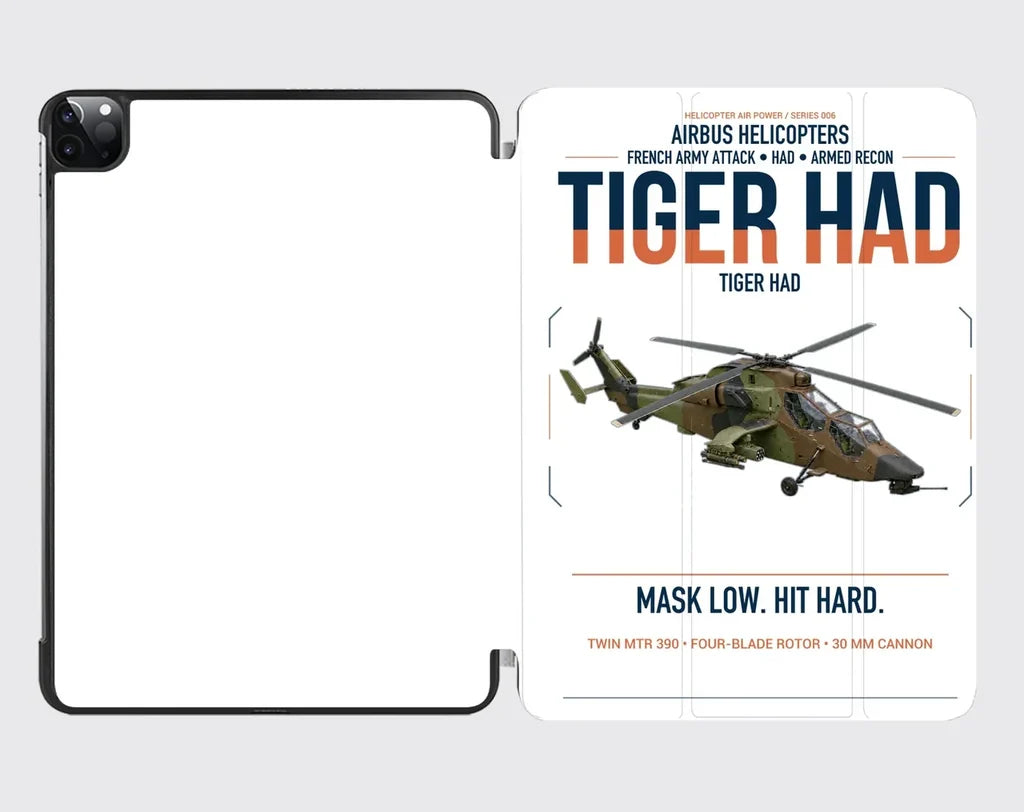 Airbus Helicopters Tiger HAD design on white ipad tablet case