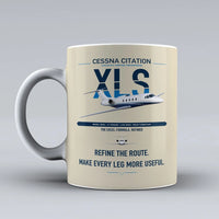 Thumbnail for Cessna Citation XLS design on beige ceramic mug, double-side print