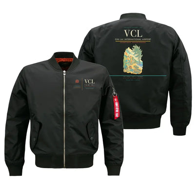 Chu Lai International Airport (VCL) design on black bomber jacket