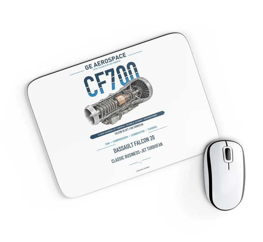 CF700 design on white rectangle mouse pad