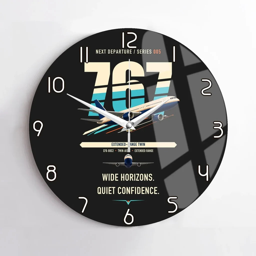 Boeing 767-300ER design on black no frame wall clock