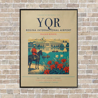 Thumbnail for Regina International Airport YQR vertical canvas print - framed - beige background