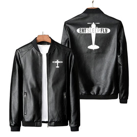 Eat Sleep Fly & Propeller PU Leather Jackets
