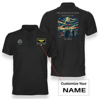 Thumbnail for VINTAGE G4016 - The Night Beacon Trail - Double-Side Polo T-Shirt design on black+name