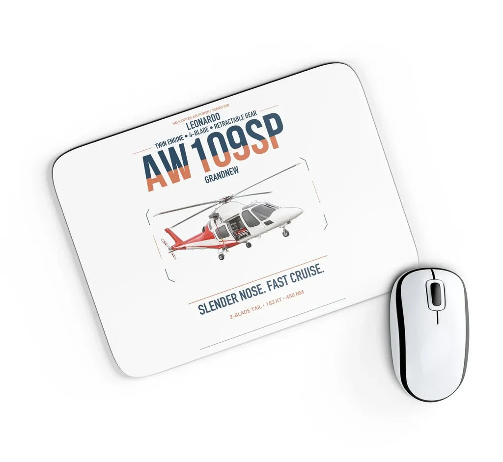 Leonardo AW109SP GrandNew design on white rectangle mouse pad