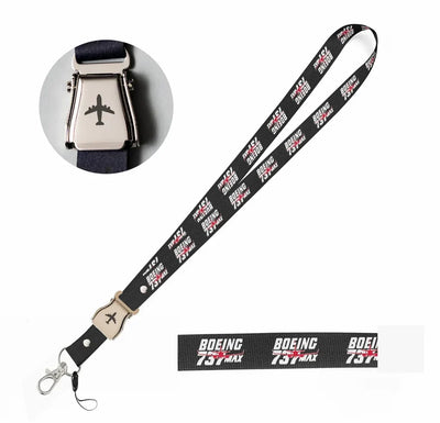 Amazing 737 Max seat belt lanyard - black