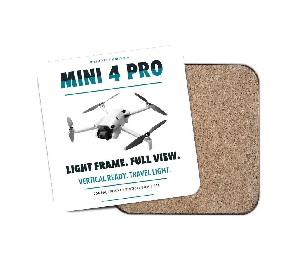 DJI Mini 4 Pro design on white 1 piece coaster