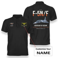 Thumbnail for F-5N F Adversary design on black+name double-side polo t-shirt, double-side print