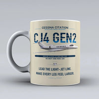 Thumbnail for Cessna Citation CJ4 Gen2 design on beige ceramic mug, double-side print
