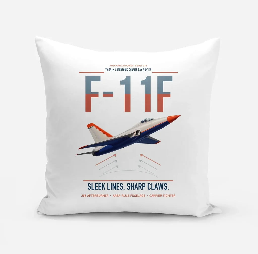 F-11F Tiger design on white pillow
