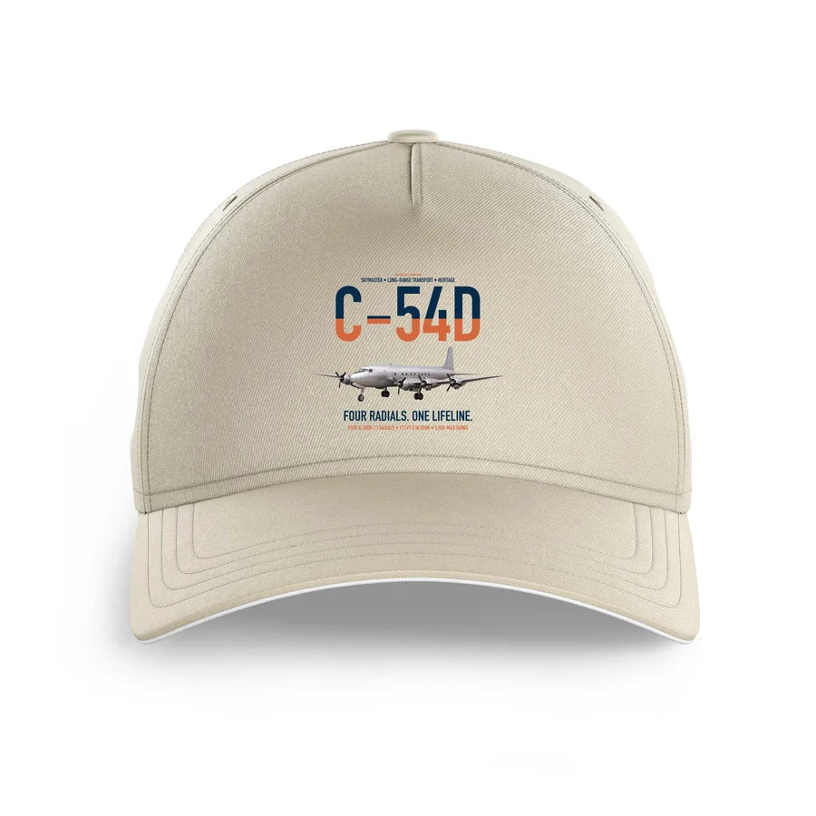 C-54D Skymaster design on beige printed hat