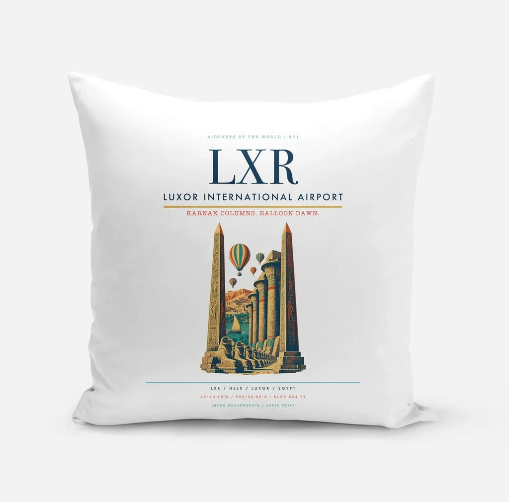 Luxor International Airport (LXR) design on white pillow