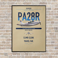 Thumbnail for Piper PA-28R Arrow III vertical canvas print - framed - beige background