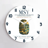 Thumbnail for Louis Armstrong New Orleans International Airport (MSY) design on white no frame wall clock