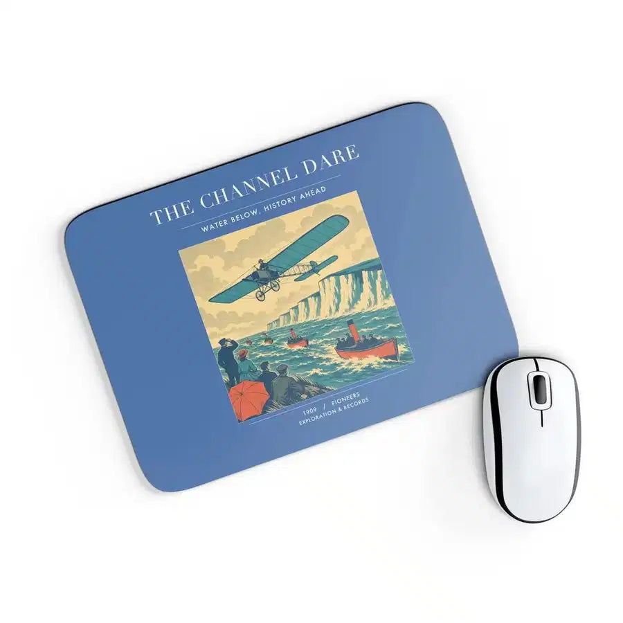 VINTAGE G4324 - The Channel Dare - Designed Mouse Pads design on blue rectangle