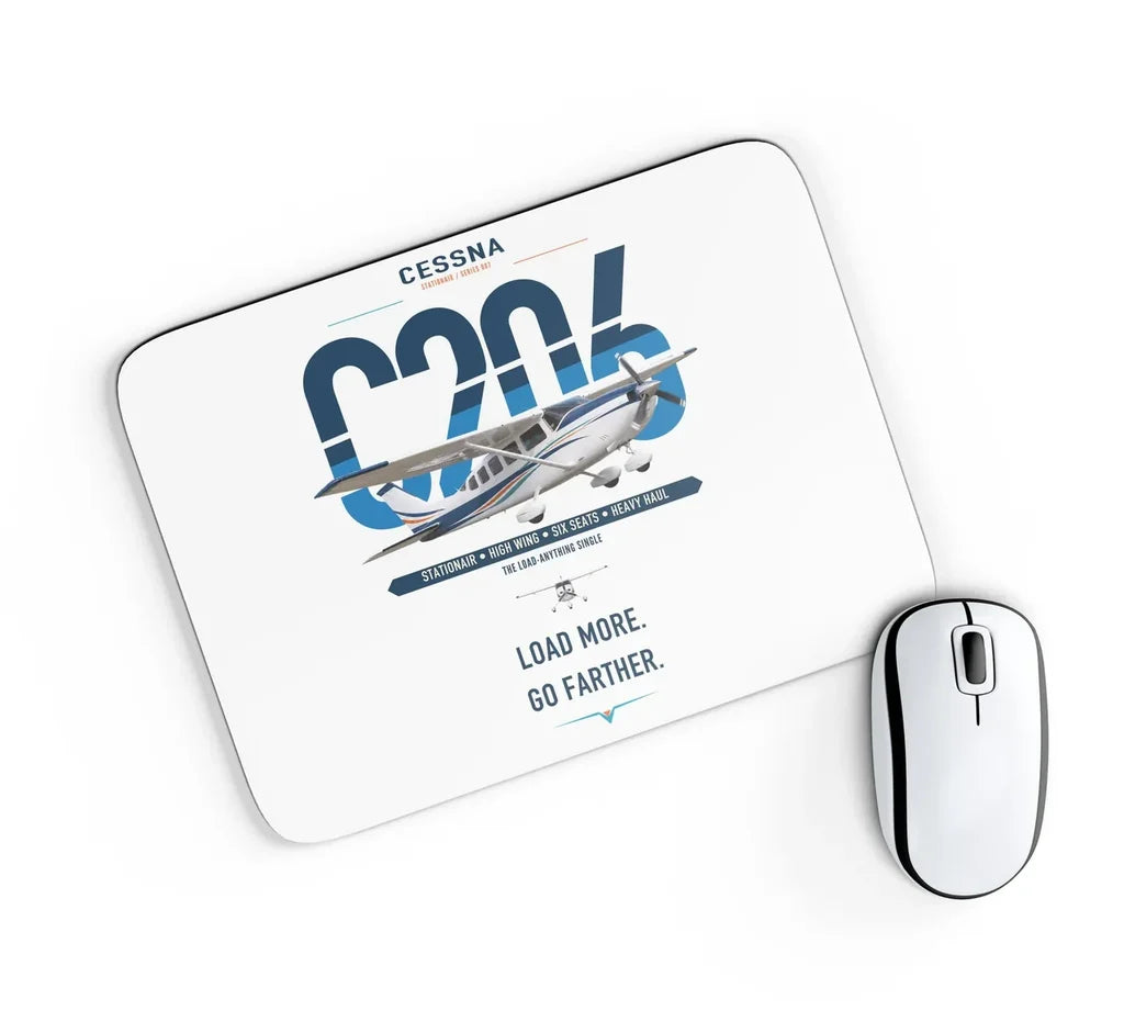 Cessna 206 Stationair design on white rectangle mouse pad