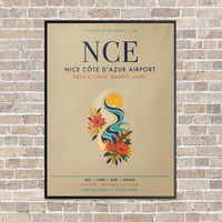 Thumbnail for Nice Côte d’Azur Airport NCE vertical canvas print - framed - beige background