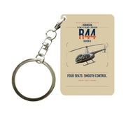Thumbnail for Robinson R44 Raven II design on beige designed key chain, double-side print