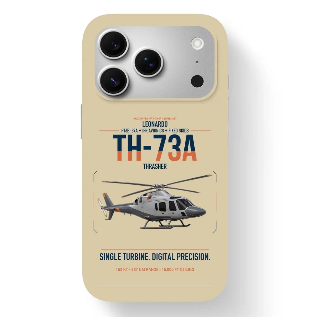 Leonardo TH-73A Thrasher design on beige magsafe iphone case, for iPhone 17 Pro